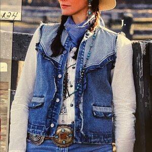 Tasha Polizzi Blue Denim Vest with Ruffle Details